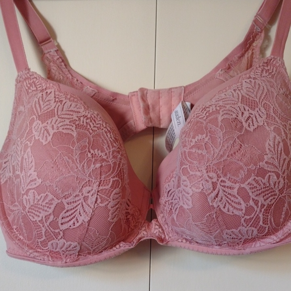 Auden Pink Lace Overlay Bra with Underwire Support